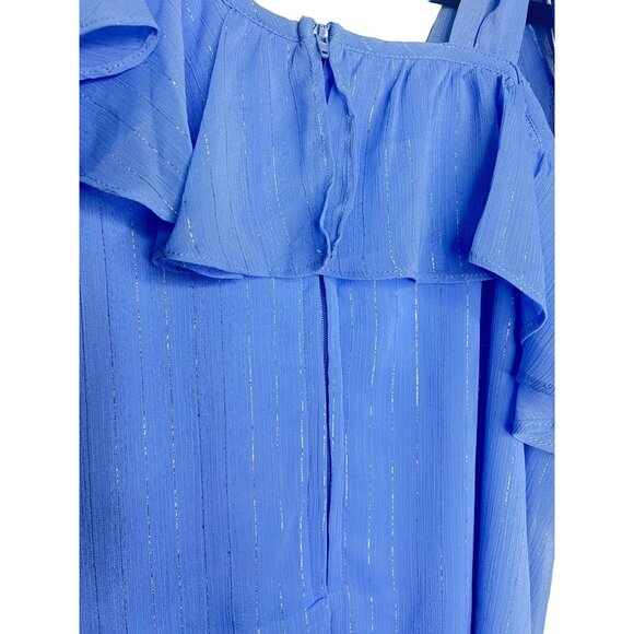 Sequin Hearts Girls Ruffled One-Shoulder Knot Tiying Mini Dress Blue XL - Picture 6 of 13